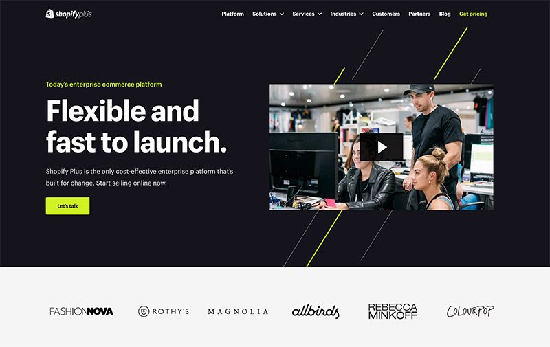 shopify plus homepage