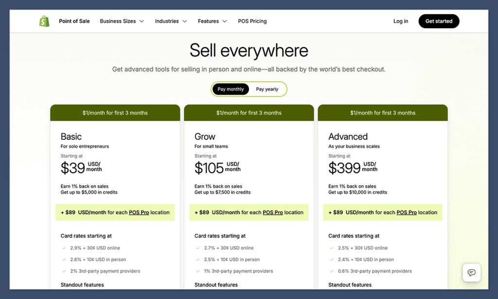 shopify pos sell everywhere pricing