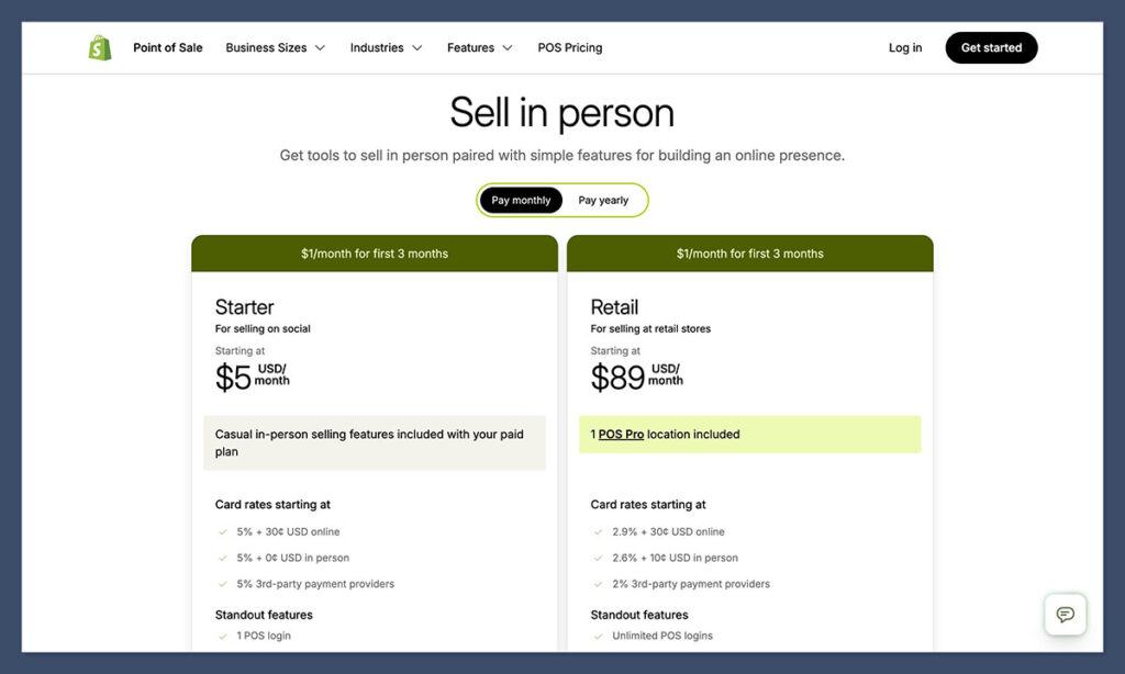 shopify pos sell in person pricing