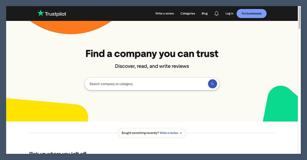 Trustpilot Homepage