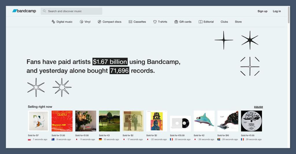 Bandcamp Homepage