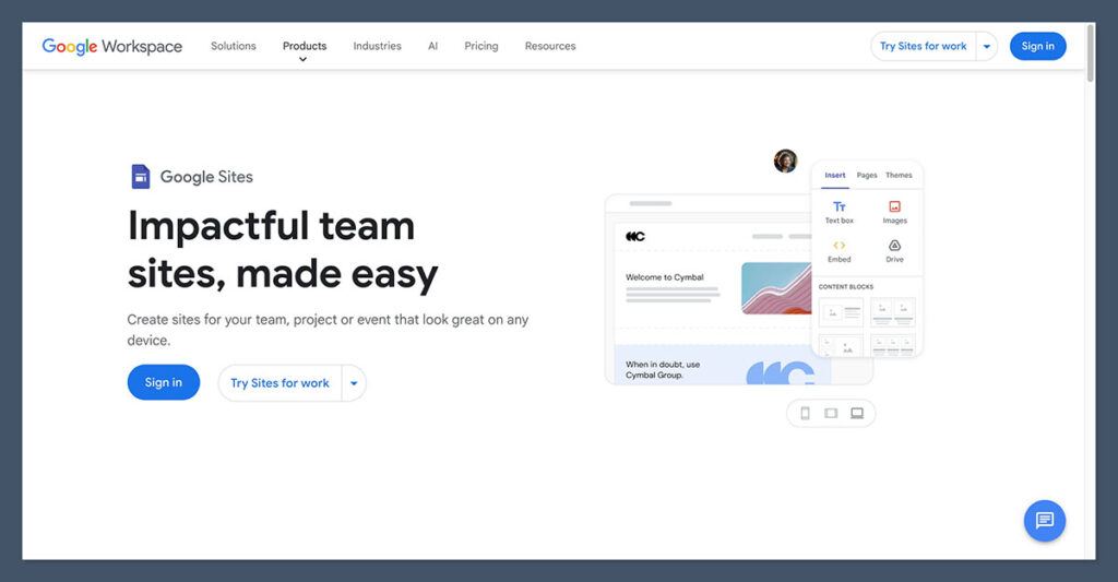 Google-Sites-Homepage