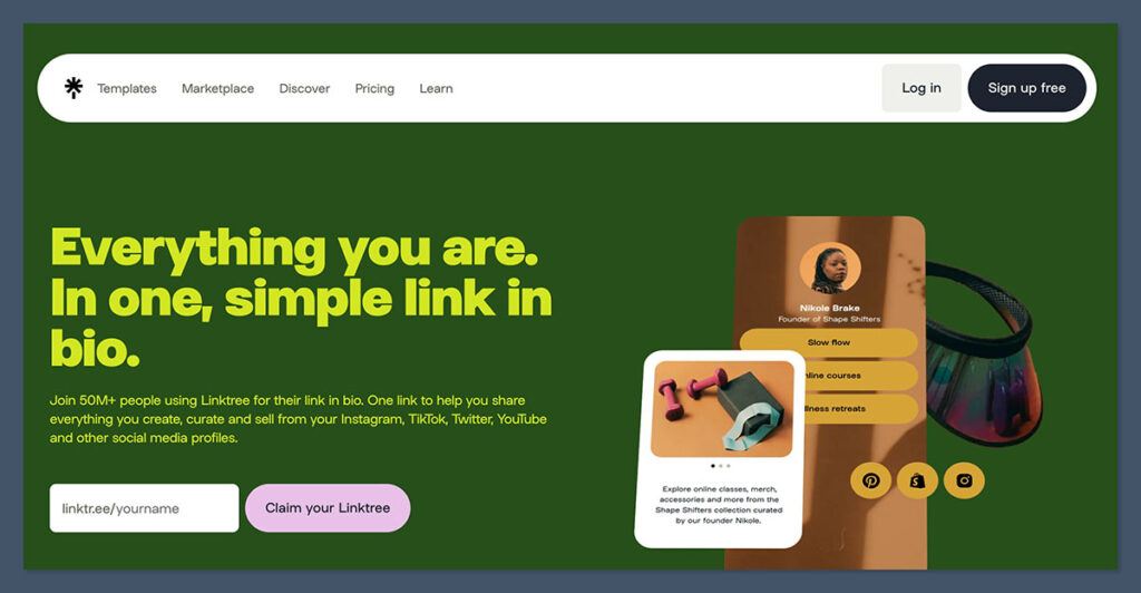 Linktree Homepage