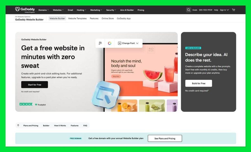 Godaddy website builder homepage