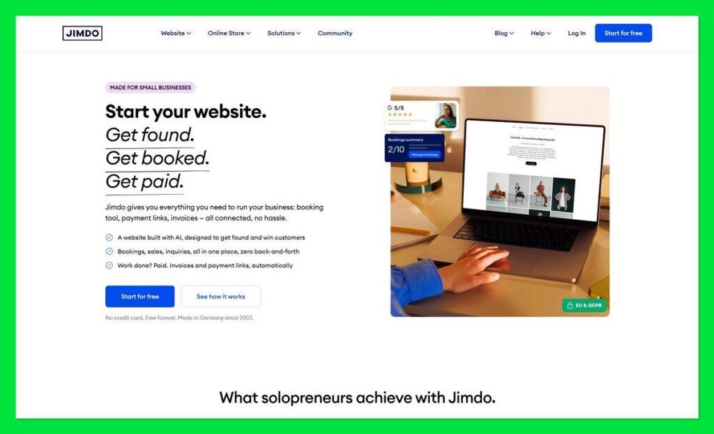 Jimdo homepage
