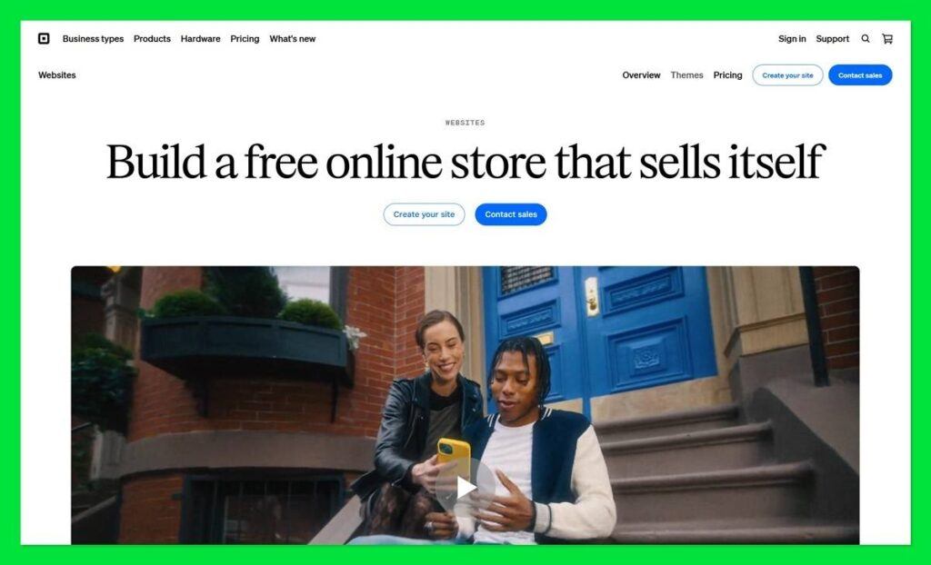 Square online homepage