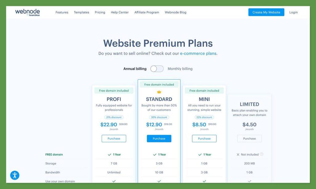 webnode pricing