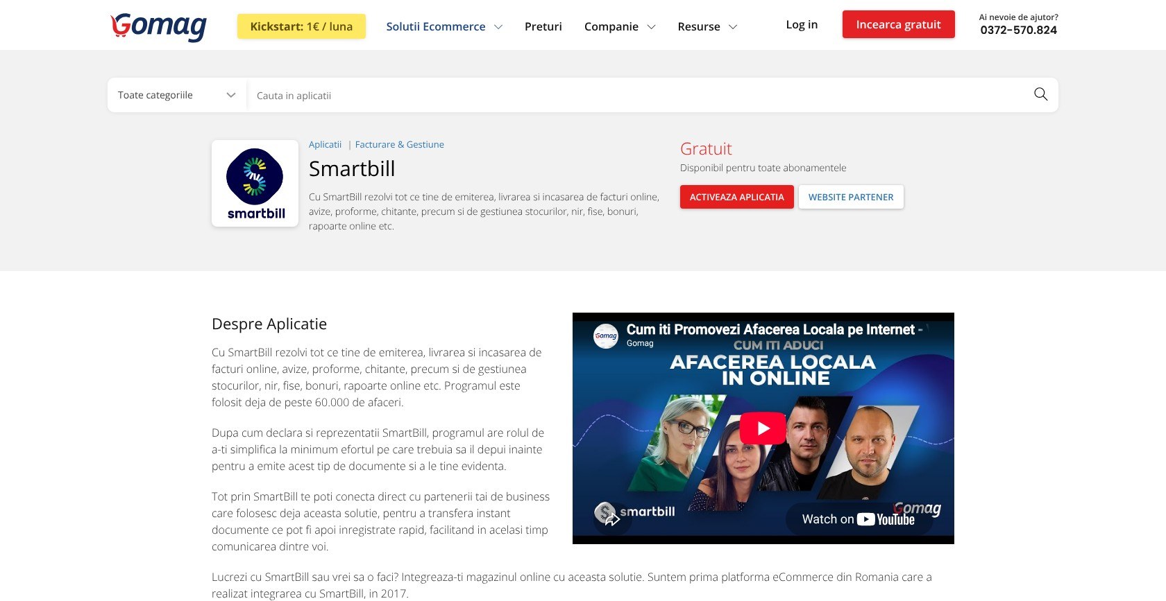 Gomag SmartBill integration page