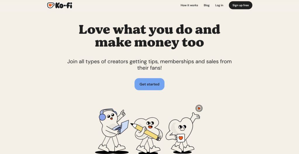 ko-fi homepage