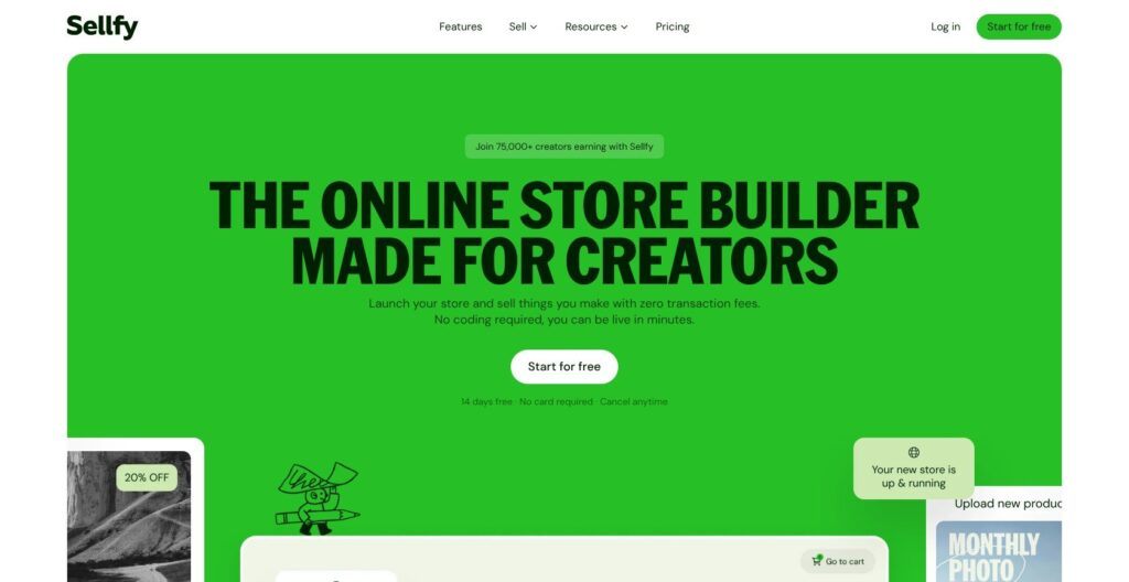 sellfy homepage