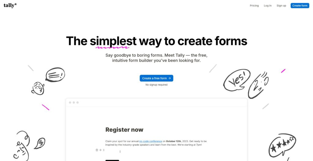 Tally form builder