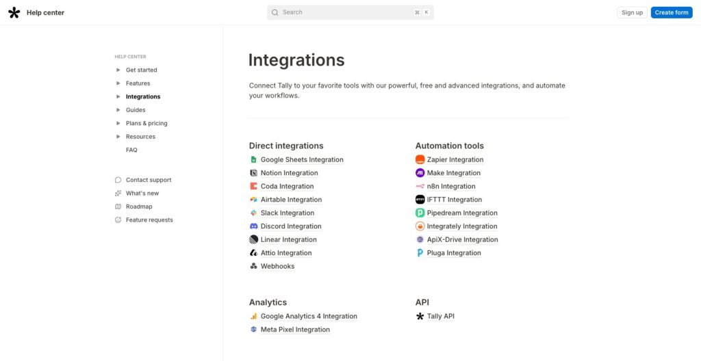 Tally integrations
