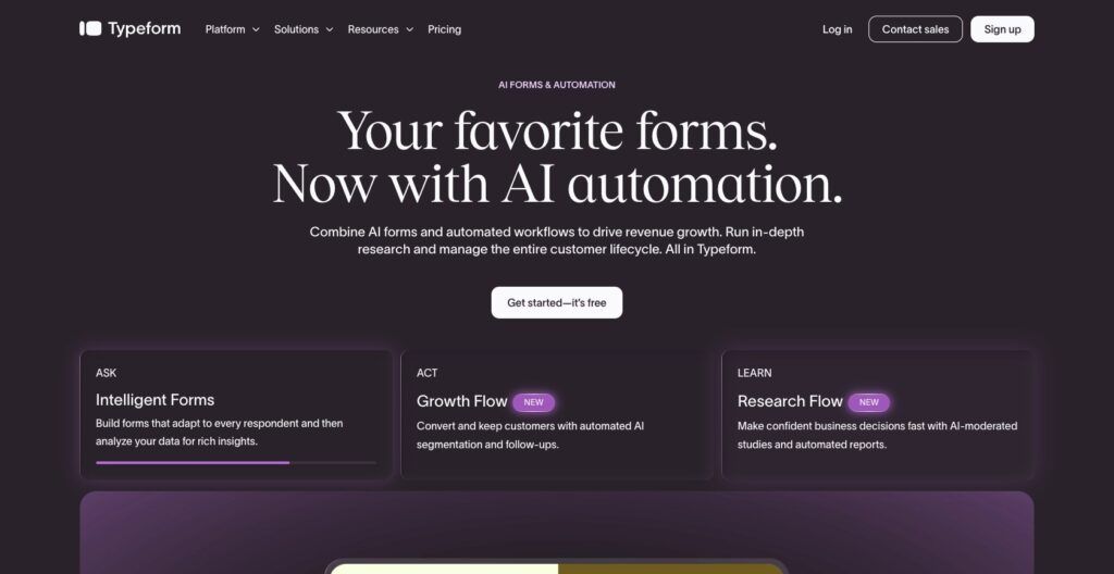 Typeform homepage